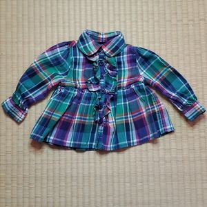 Ralph Lauren Ruffle Placket Babydoll Shirt, 9M